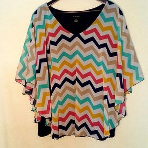 Colorful zig zag poncho style top